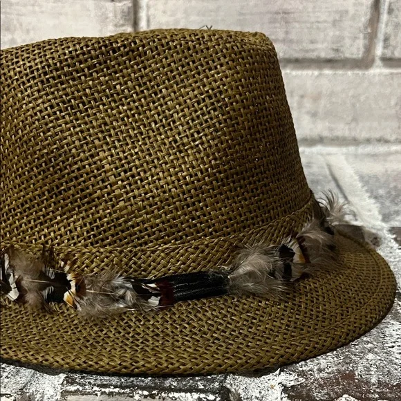 Brown Fedora Hat with Feather Band - Picture 15 of 16